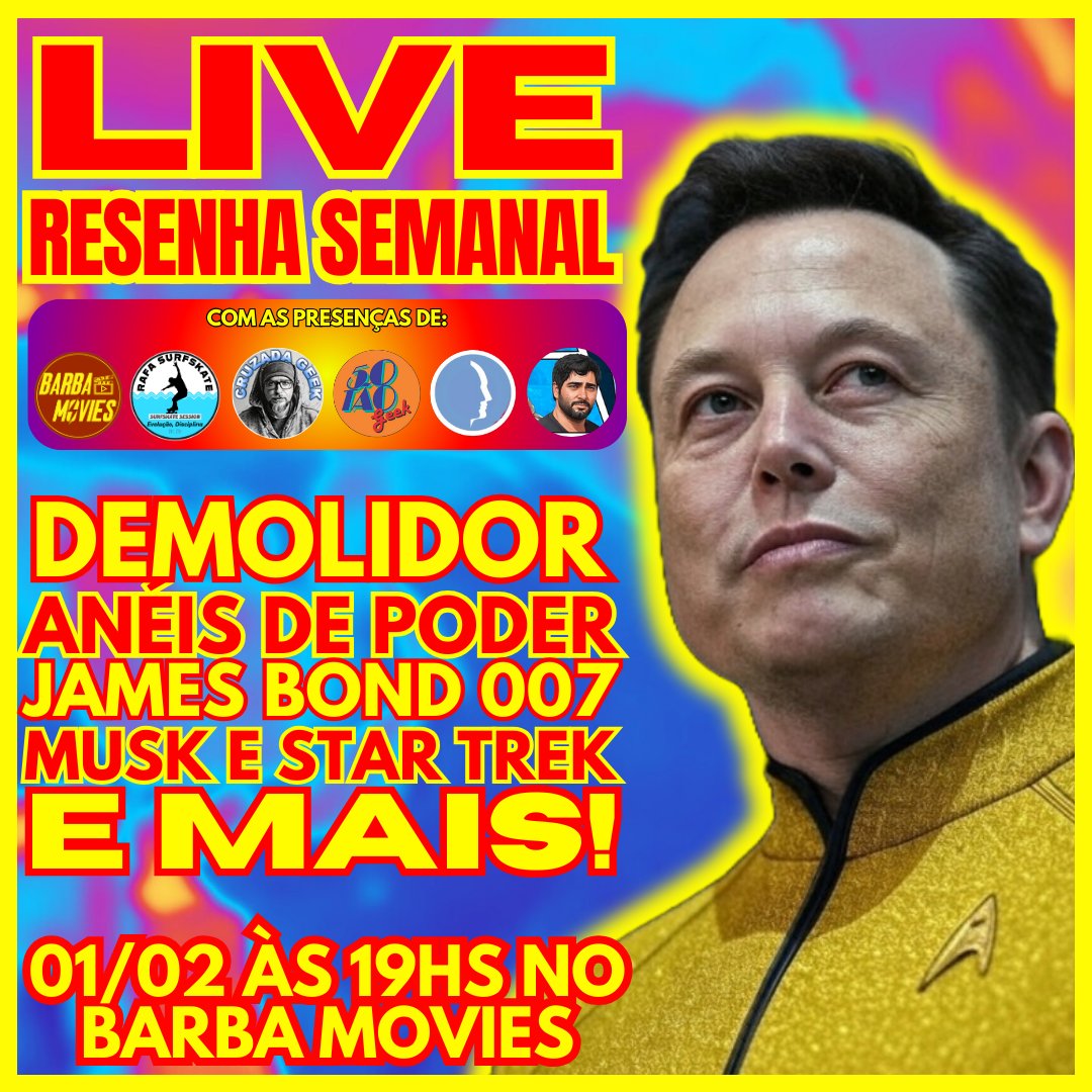 BarbaMovies's tweet image. O Demolidor virou um drama jurídico?
Anéis de Poder ainda tá em crise de identidade?
Quem vai ser o novo James Bond?
E o que raios o Elon Musk tá aprontando com Star Trek?
Vem debater, reclamar e rir com a gente. #Live #Demolidor #JamesBond #AnéisDePoder #StarTrek