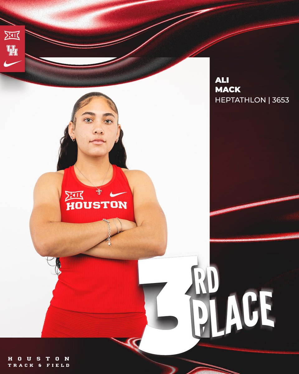 UHCougarTF's tweet photo. The results are in ⏰

Ali Mack finished third in the women's heptathlon with 3,653 points. This marks seventh on Houston's all-time indoor performance list in the event.

#HTownSpeedCity x #GoCoogs https://t.co/vXIGLK02iD