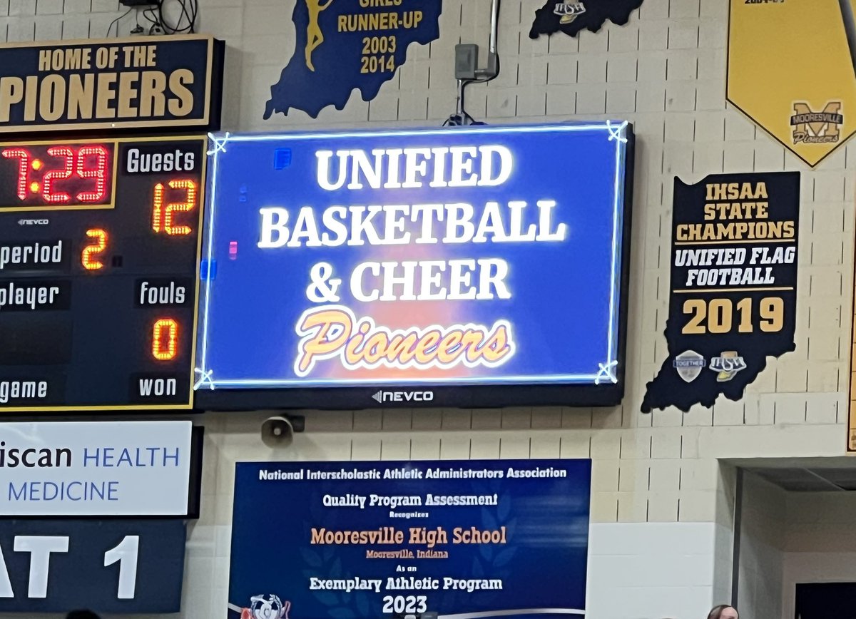 Champions Together (@champstogether) on Twitter photo Great event last mnight <a href="/MHSBeMOORE/">Mooresville Athletics</a>
Unified Basketball and Cheer taking the court followed by the Special Olympics National Banner presentation. Well done, Pioneers!
<a href="/IHSAA1/">IHSAA</a> <a href="/IHSAA1SAC/">IHSAA Student Advisory Committee</a> <a href="/SOIndiana/">Special Olympics Indiana</a> Great event last mnight <a href="/MHSBeMOORE/">Mooresville Athletics</a>
Unified Basketball and Cheer taking the court followed by the Special Olympics National Banner presentation. Well done, Pioneers!
<a href="/IHSAA1/">IHSAA</a> <a href="/IHSAA1SAC/">IHSAA Student Advisory Committee</a> <a href="/SOIndiana/">Special Olympics Indiana</a>