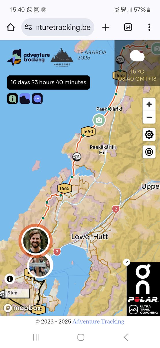 FrankDecorte's tweet image. Day 17 (96km) - 1681/3100km
After a very hard day in 'The Tararuas' #KarelSabbe is crushing towards #FKT on #TeAraroa
Even Belgian kiwi's are along the road to support the Belgian dentist
