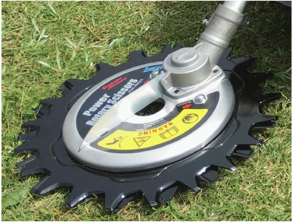 SeagoInt's tweet image. The Power Rotary Scissors with the Golf Bunker Blade installed.  11&quot; diameter that can edge vertically or cut horizontally.  Great for trimming or reshaping bunkers. Seago booth #2857 in San Diego. @SeagoInt