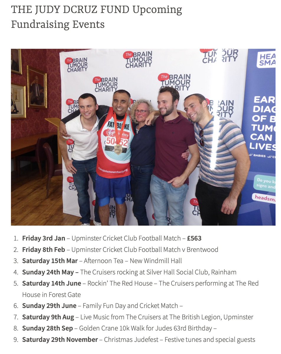 Win Dcruz (@dcruzwin) on Twitter photo Some dates for your diary please from <a href="/BrainTumourOrg/">The Brain Tumour Charity</a> - The Judy D'cruz Fund. And the theme for 2025 would seem to Music, sport and good food!!! We keep on going until we can find kinder treatments and a cure for this dreadful disease. Join us if you can
#Glioblastoma Some dates for your diary please from <a href="/BrainTumourOrg/">The Brain Tumour Charity</a> - The Judy D'cruz Fund. And the theme for 2025 would seem to Music, sport and good food!!! We keep on going until we can find kinder treatments and a cure for this dreadful disease. Join us if you can
#Glioblastoma