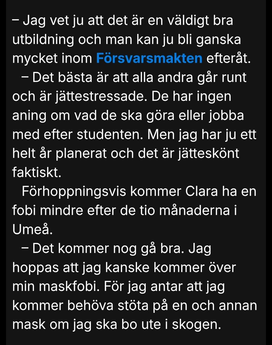 På rubriken framstår hin som.en syltrygg. Läser man artikeln är det snarare en människa som gillar läget och hanterar det.
expressen.se/nyheter/sverig…