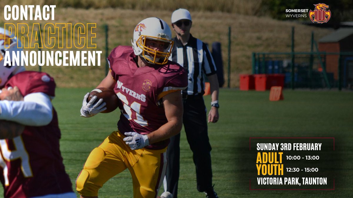 🏈 Contact Practice Incoming!

We’re back on the field TOMORROW at Victoria Park, Taunton!

🦾 Adult Contact: 10:00 - 13:00
⚡ Youth Contact: 12:30 - 15:00

New players always welcome—no experience needed! Bring your energy, get stuck in, and be part of something bigger.