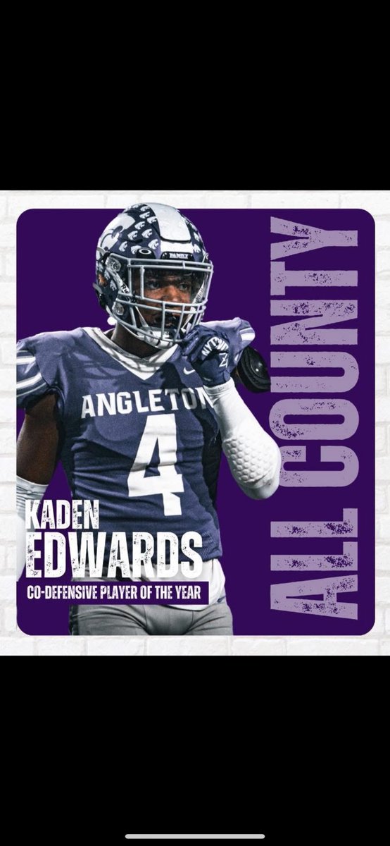 Kaden Edwards (@kaden_edwards2) on Twitter photo #AGTG blessed to be named 1st Team all County co- Defensive MVP 👑 <a href="/PurpleReignFB/">Angleton Wildcats Football</a> #AGTG blessed to be named 1st Team all County co- Defensive MVP 👑 <a href="/PurpleReignFB/">Angleton Wildcats Football</a>