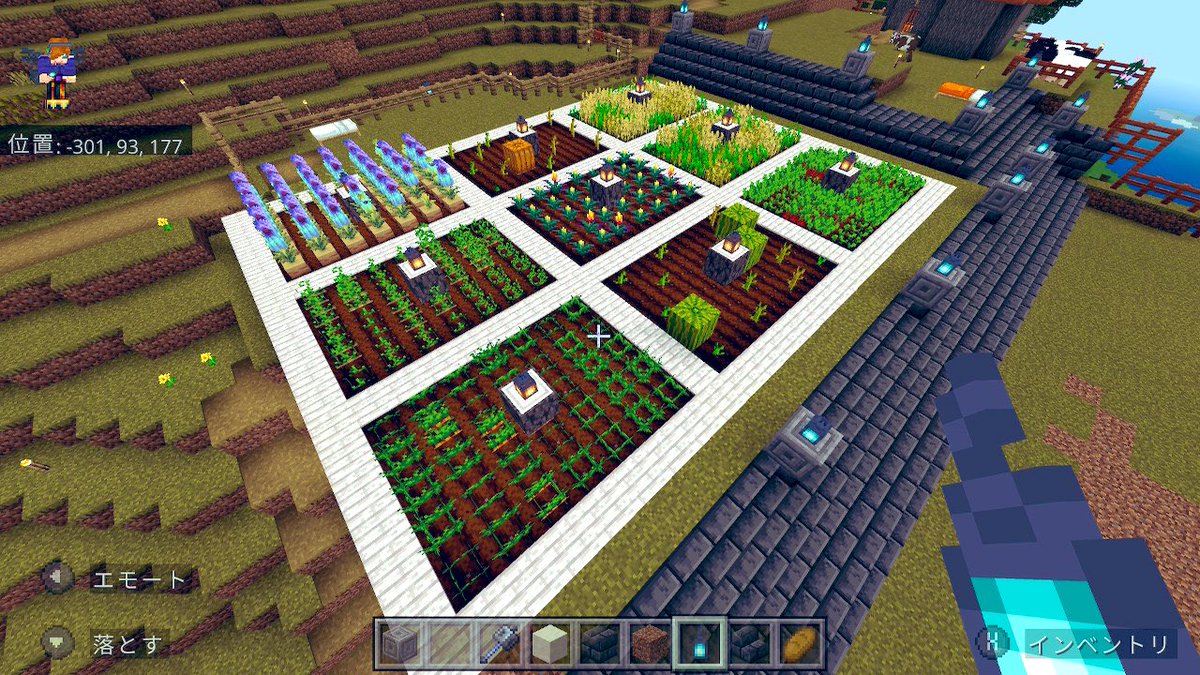 Krgn_m000's tweet photo. ワールド作り直してから久々の投稿‼︎
畑
#MinecraftSwitch
#マイクラ
#マイクラ統合版 https://t.co/vi9lHG9U6Z
