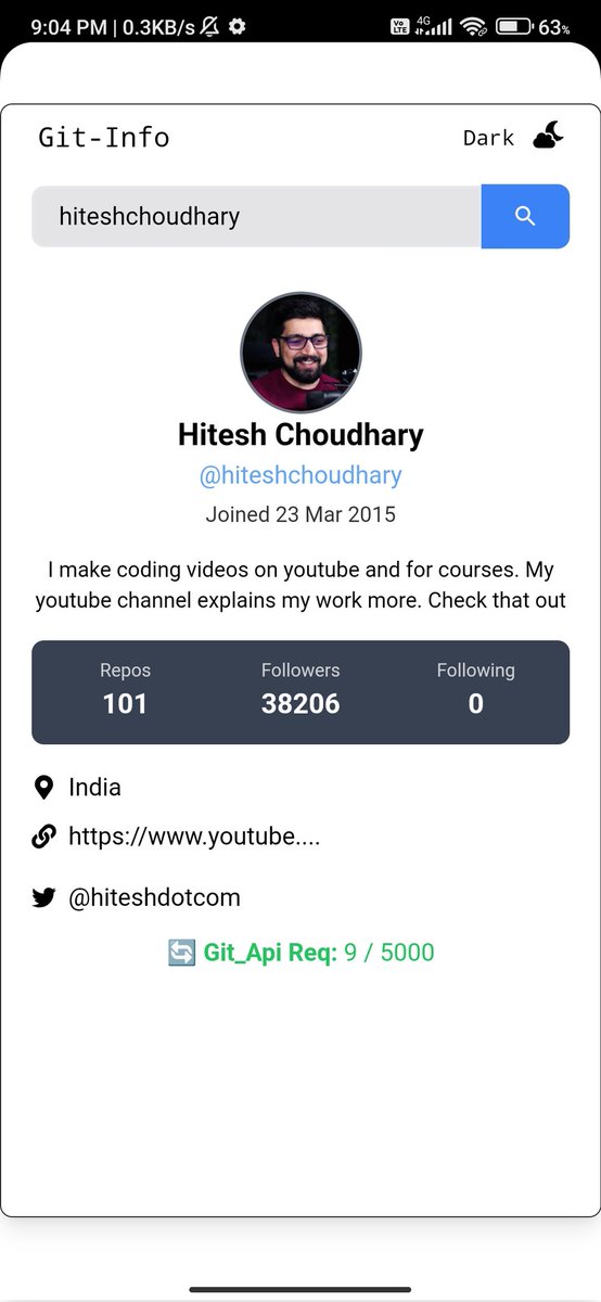 AnkitJangid82's tweet image. 🚀 Just launched GitHub User Search app to search GitHub profiles instantly! 🔍
🔗 Live: github-user-search-by-ankit.vercel.app
💡 Learned how to securely deploy .env API configs & handle API rate limits! 🚀
#React #TailwindCSS #GitHubAPI #WebDev #100DaysOfCode #BuildInPublic #AnkitJangid