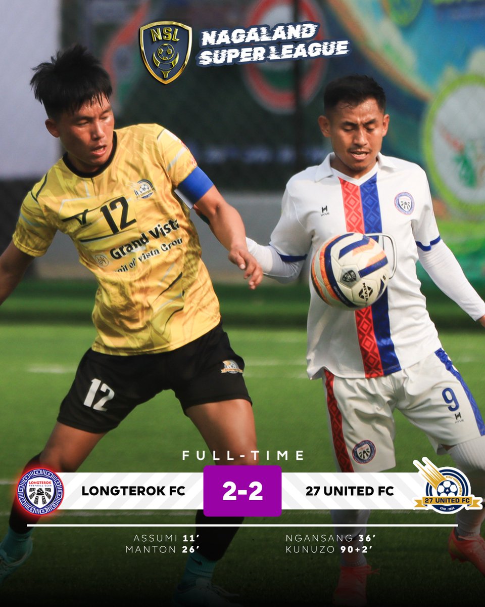 NSLOfficial2024's tweet photo. An intense battle on the field today as Longterok FC and 27 United FC played to a hard-fought draw. Both teams showed incredible resilience and skill!
#NagalandSuperLeague #LongterokFC #27UnitedFC #Draw #FootballFever #NSL2025 #FootballUnity #Sportsmanship #MatchDay https://t.co/fMKoJplTgf