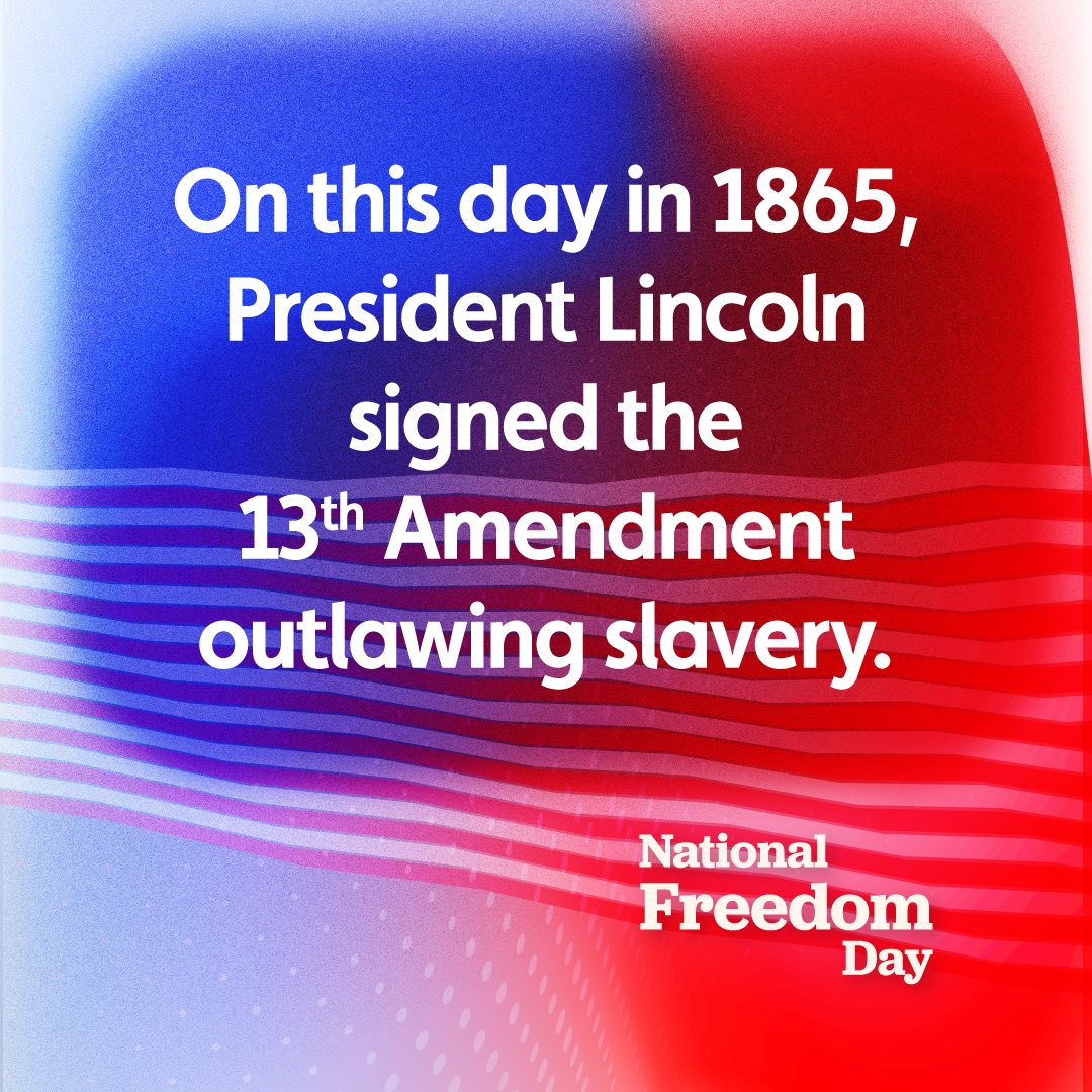 AsmRickZbur's tweet image. Today we commemorate #NationalFreedomDay and the signing of the 13th Amendment, and we celebrate the beginning of #BlackHistoryMonth.
Today, and everyday, letโs renew our commitment to justice and equality for all.