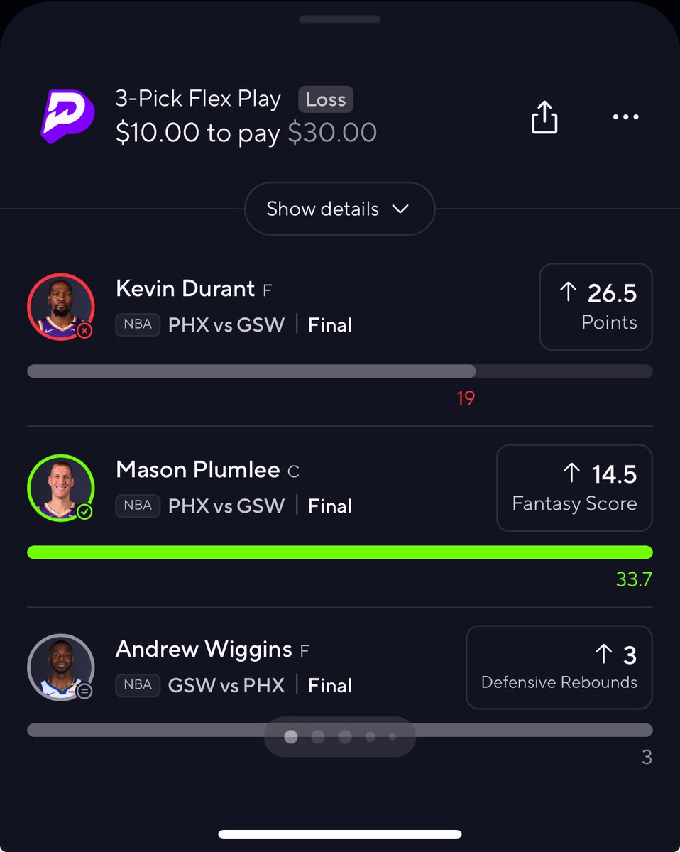 officially done with <a href="/PrizePicks/">PrizePicks</a> after their kevin durant promo fiasco. dealt with too many of their scams. deleting the app and trying something else 👋 <a href="/PrizeSupport/">PrizePicks Support</a>