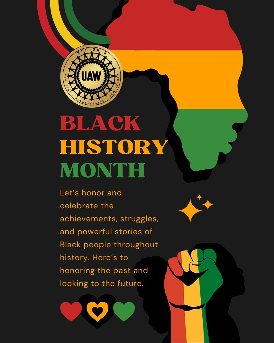 🌟✨ Join UAW Region 9 as we honor Black History Month! This February, we celebrate the rich contributions of Black leaders and workers who have shaped our history and continue to inspire our future. 💪🏾✊🏿 #BlackHistoryMonth #UAWRegion9