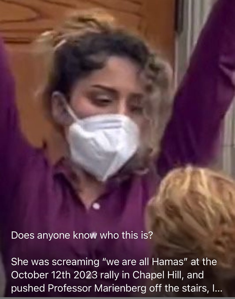 Sloan Rachmuth (@sloanrachmuth) on Twitter photo Authorities are looking for this <a href="/UNC/">UNC-Chapel Hill</a> student here on a visa. She shouted “we are Hamas” during a protest, and then allegedly violently assaulted a professor.
Need help identifying her today. Authorities are looking for this <a href="/UNC/">UNC-Chapel Hill</a> student here on a visa. She shouted “we are Hamas” during a protest, and then allegedly violently assaulted a professor.
Need help identifying her today.