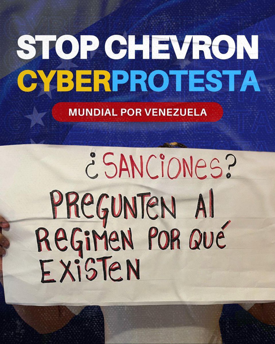 ❌Hospitales sin recursos. 
❌Adultos mayores sin pensiones dignas.
❌ Sin luz, sin agua, sin gas.

¿A dónde se ha ido todo el dinero que Chevron ha dado al régimen de Maduro? A reprimir a los venezolanos. 

Por eso hoy los venezolanos dicen alto y claro: 🛑#StopChevron.