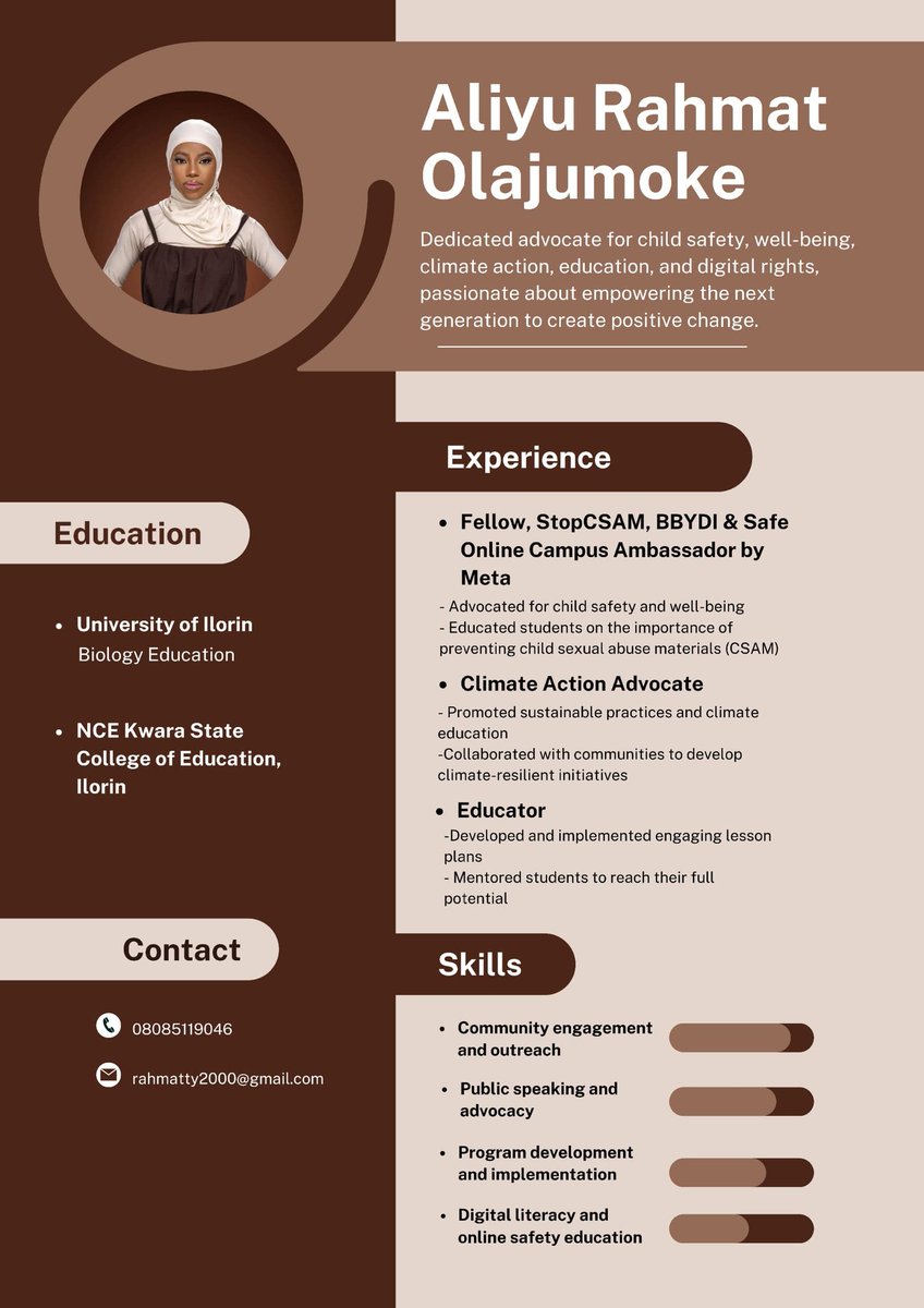 profUNILORIN's tweet image. My portfolio :
Empowering the next generation through education, advocacy & sustainability.
I'm passionate about creating positive change & promoting child safety, well-being, climate action & digital rights.
Let's work together to create a safer, brighter future for all ๐ซถ๐ผ