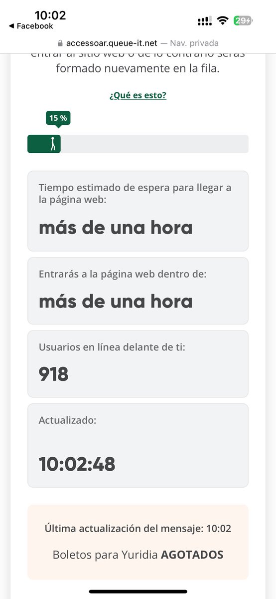 Oscarzuve's tweet photo. @FeriaDeLeon  me pueden explicar cómo en dos horas sólo avance 100 lugares, la fila permanece pausada por más de 1 hora y mágicamente se agotan, como se pueden agotar los boletos si son 2 por turno y yo tenía el 1053 desde que inició. 
#fraude @AleGutierrez_mx @Profeco https://t.co/flFbU3jQKZ