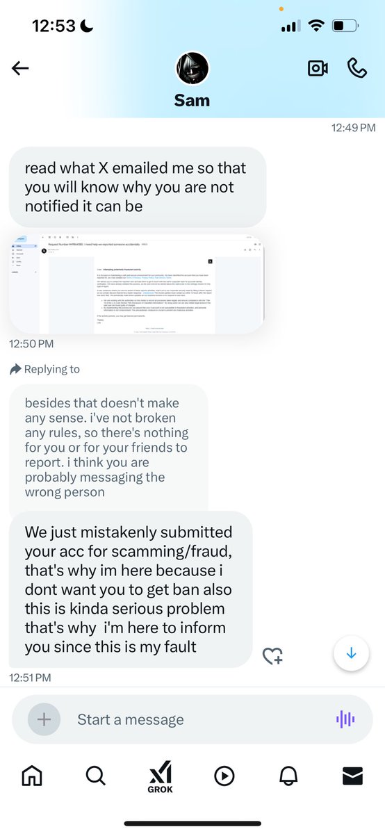 Lin_Violins's tweet image. Hey, not sure if you’re aware or not but your acccount is sending blackmail scam DMs to people you follow, so I think you may have been hacked. You should change your password but only from the official X site. Good luck.
