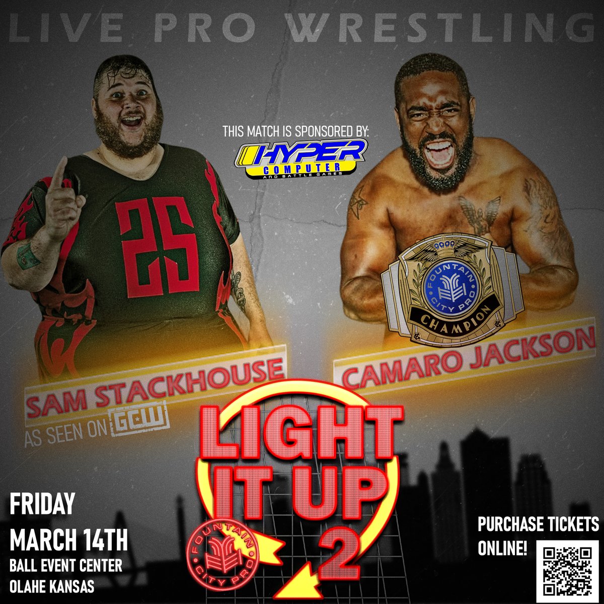 fountaincitypro's tweet photo. ⛲️🏙️ TICKETS ARE ON SALE! 🏙️⛲️

Sam Stackhouse VS Camaro Jackson for the FCP Championship!
Luke Langley w/ Greg Jovi VS Fuego Del Sol

📅 March 14th, 2025
📍 @balleventcenter 
🎟️ https://t.co/1pDsOChnOU

#FCPKC #LIU2 #KC #KANSASCITY #PROWRESTLING #SPONSORSHIPSATURDAY https://t.co/XiYBT3vpVe