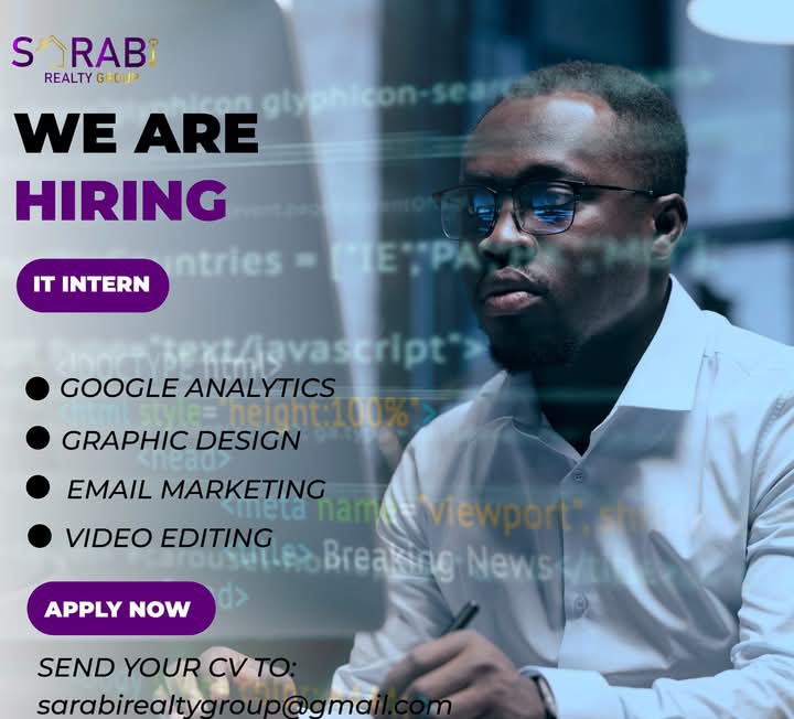 Sarabi is in search for an IT Intern.

If you have the skills mentioned below , Send your application asap

#BOULIV Brighton Muturi Rashford 
Nottingham Forest Chris Wood Liverpool Elanga Happy Sabbath 
Leicester