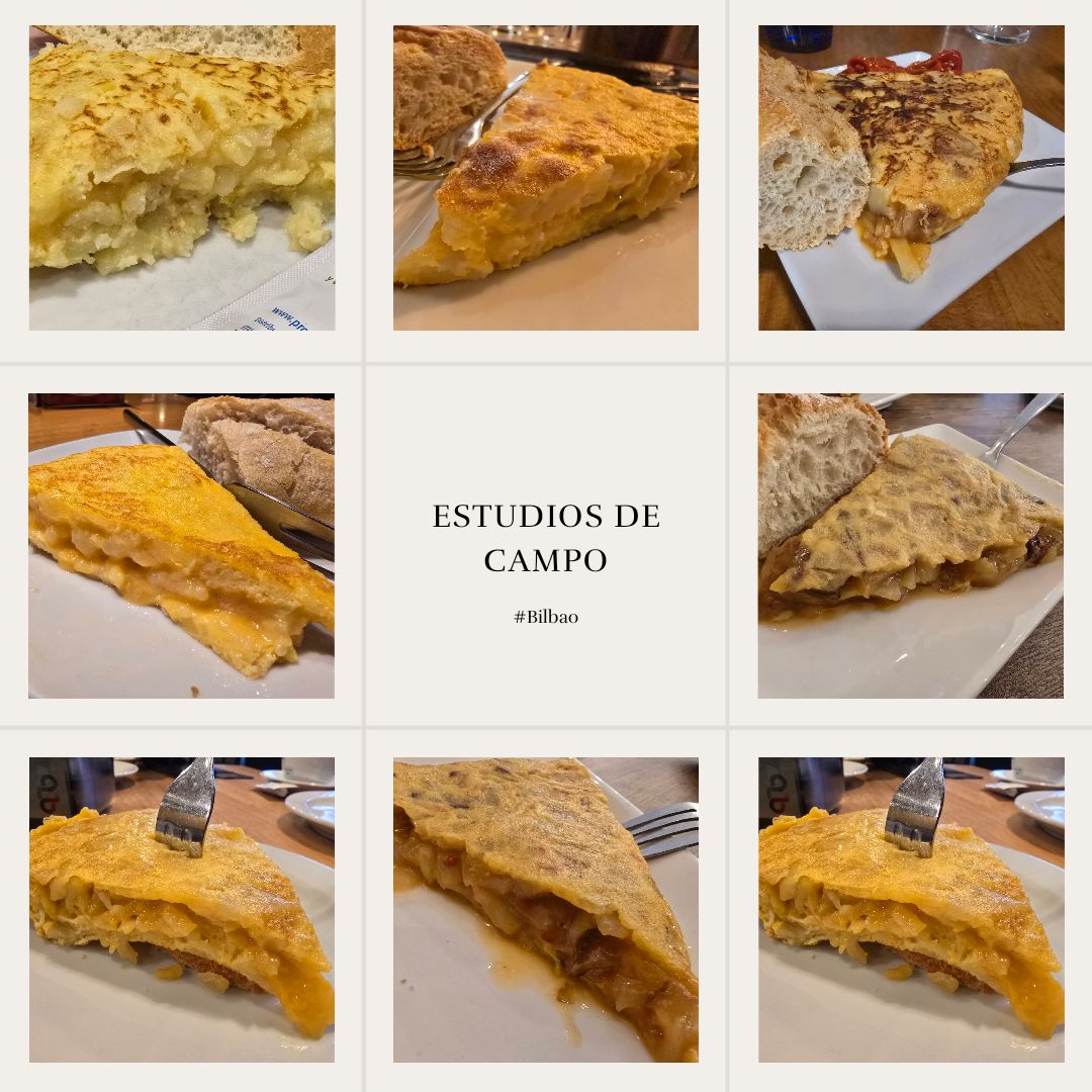 Análisis de tortillas de patata en Bilbao. Mejor que el Guggenheim. Esto si que es puro arte.

Estudios de campo muy sesudos!

#estudiosdecampo #estudiosdecampomuysesudos
#tortilladepatatas #bilbao