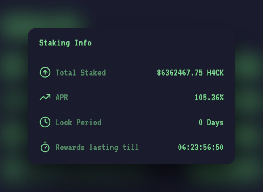Chaotix_XBT's tweet photo. A new @h4ck_terminal staking epoch is now live with more than +100% APR!

We used all the airdrops accrued from the Virtuals ecosystem to buy-back $H4CK and use them as staking rewards.

Stake now on https://t.co/uws7rJvYML https://t.co/MeIEk8czl8