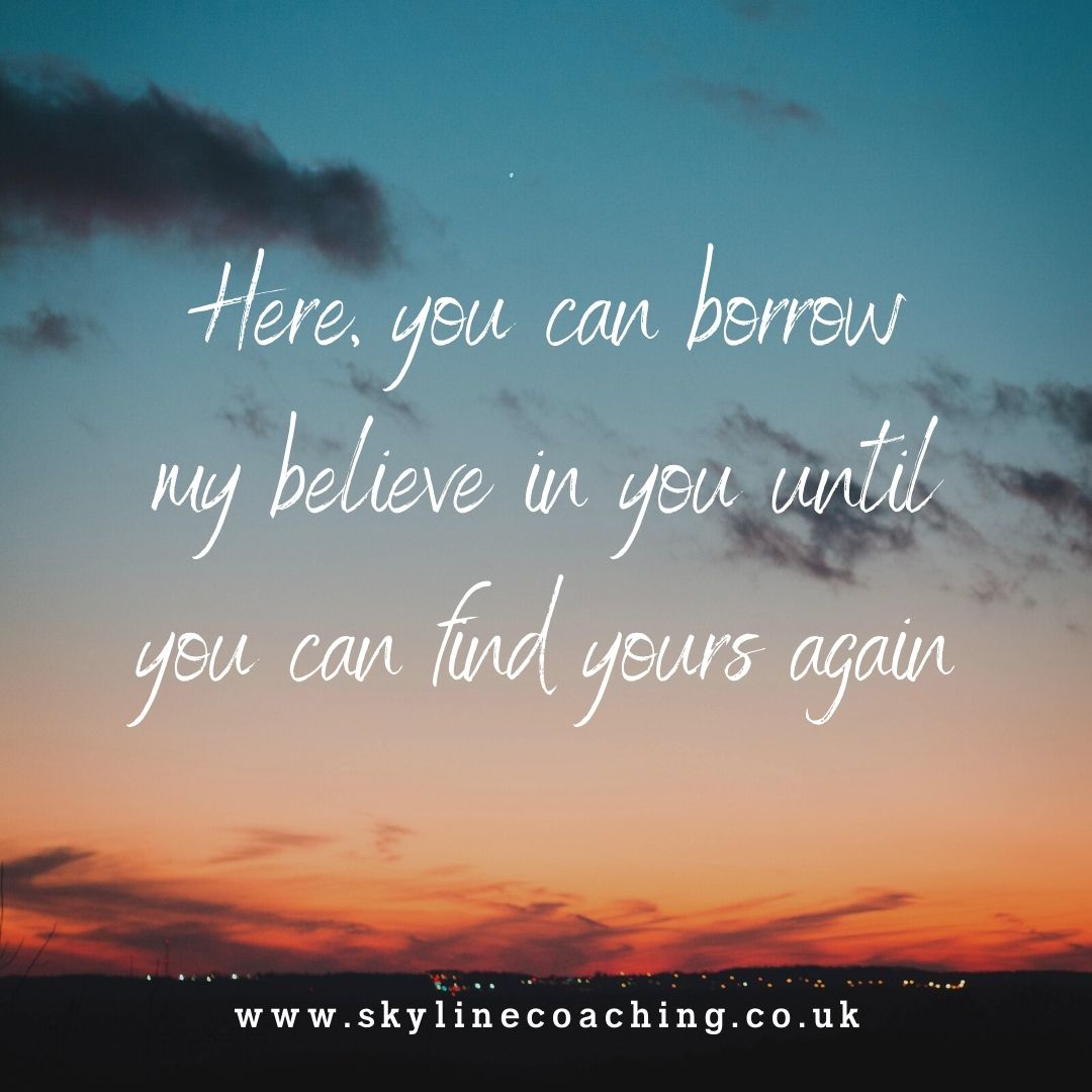 When   belief falters, borrow mine! Together, we'll reignite the fire within you.   Trust the journey, trust the process. #BelieveInYou #CoachingSupport