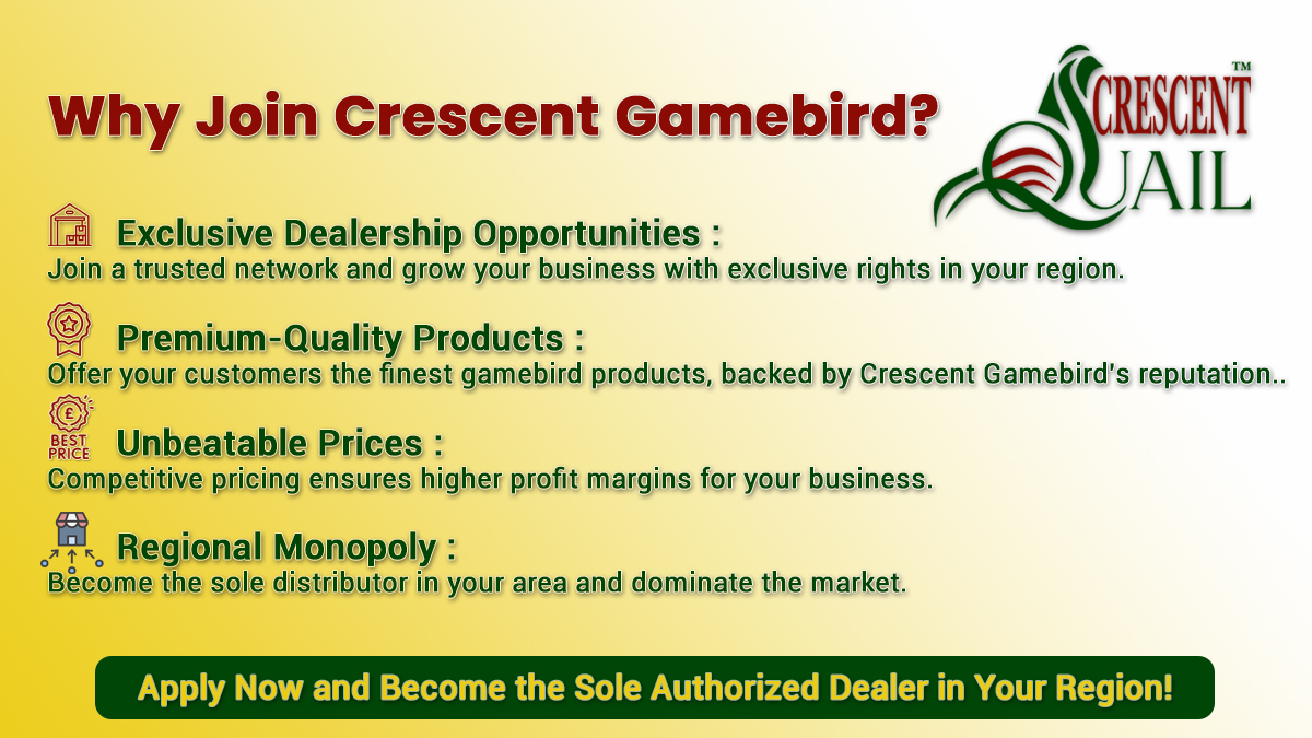 🚀 Join the Crescent Gamebird Family! 🚀
✨ Unlock exclusive dealership opportunities and become the sole distributor in your region!
💎 Offer premium-quality products at unbeatable prices.

📩 DM us today to secure your spot or
👉 Apply now: bit.ly/42tOJiz

Don’t miss