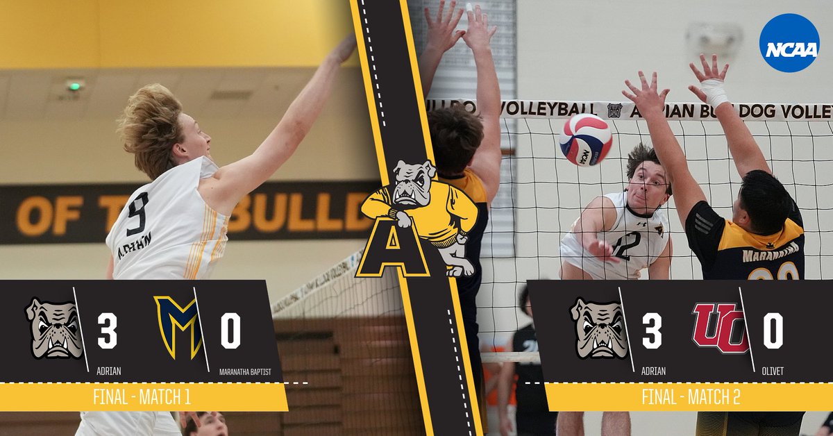 Adrian College Athletics (@adrianbulldogs) on Twitter photo The <a href="/acmvolley/">acmvolley</a> team Sweeps Weekend Tri-Match at Home.
RECAP -- tinyurl.com/85kxxskd
#d3vp #d3volleyball #GDTBAB The <a href="/acmvolley/">acmvolley</a> team Sweeps Weekend Tri-Match at Home.
RECAP -- tinyurl.com/85kxxskd
#d3vp #d3volleyball #GDTBAB