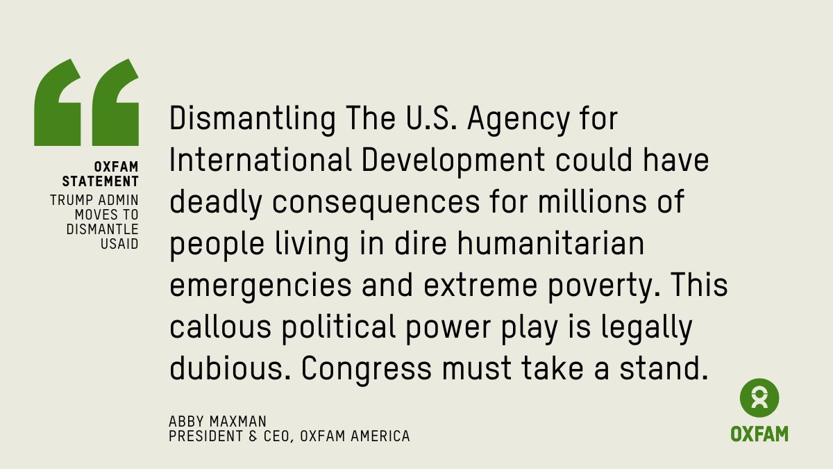 As the Trump admin moves to undercut USAID and effective foreign assistance, Oxfam will continue to fight to deliver lifesaving aid and long-term assistance to those who need it most. Read more: bit.ly/42EvZgm