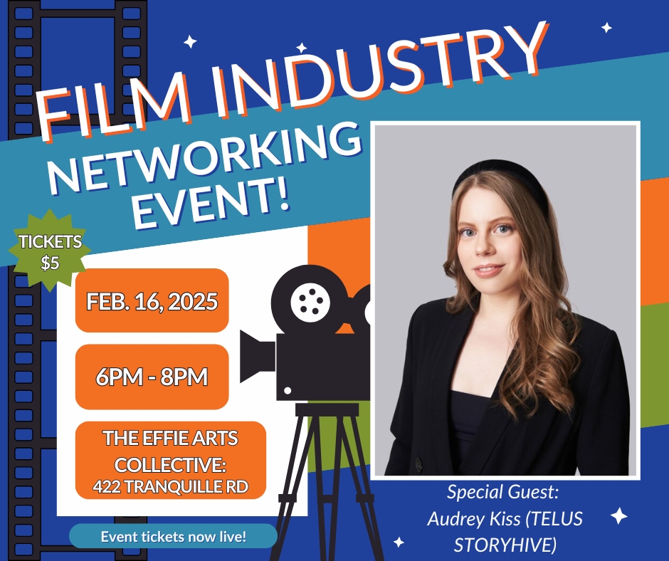 Audrey Kiss isour guest speaker for the upcoming Film Industry Networking Event! Audrey is the Territory Manager for Interior BC and Program Manager for the Video Podcast and Voices programs at TELUS STORYHIVE

Tickets are available now—grab yours here: ow.ly/vRLS50UOcyV