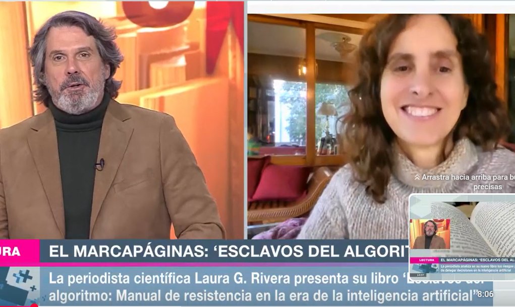 Qué gozada la entrevista en <a href="/canalsur/">CanalSur</a> , en Mesa de análisis, con <a href="/teoleongross/">Teodoro León Gross</a> y <a href="/ReyeroPaco/">Paco Reyero</a> , sobre Esclavos del algoritmo (Debate, 2025). ¡Gracias! youtube.com/watch?v=Hg9Rfo…