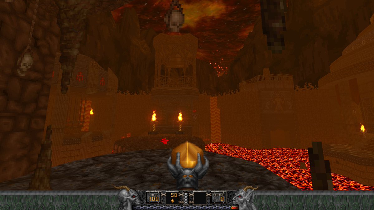 Working on a nice backdrop for my Heretic: Demonic Uprising map with sector portals.