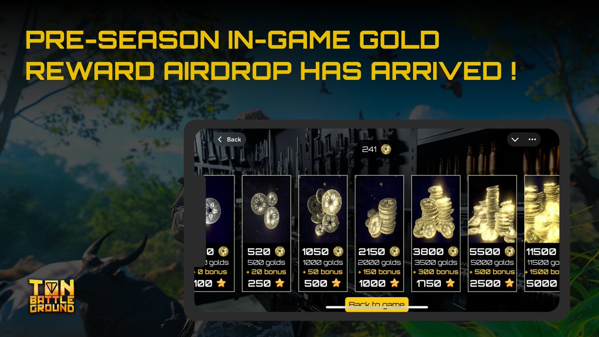 TONBattleground's tweet image. GM soldiers 🚀

Your in-game Gold reward from the @TONBattleground  Pre-Season has been airdropped to your game wallet balance ! 🪂

What's more? 😎
👉 Your can already use it to get your favorite skin ! 

In total, 5 Million Gold was airdropped ! 

🔗 Go check it out:…