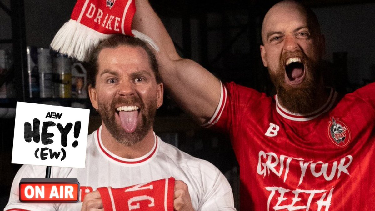 AEW's tweet image. The Grizzled Young Veterans toughen you up!

Watch the brand-new episode of Hey! (EW) right now
▶️ youtu.be/QwMeT8GYsJo

@JamesDrakePro | @ZackGibsonGYV | @RJCity1