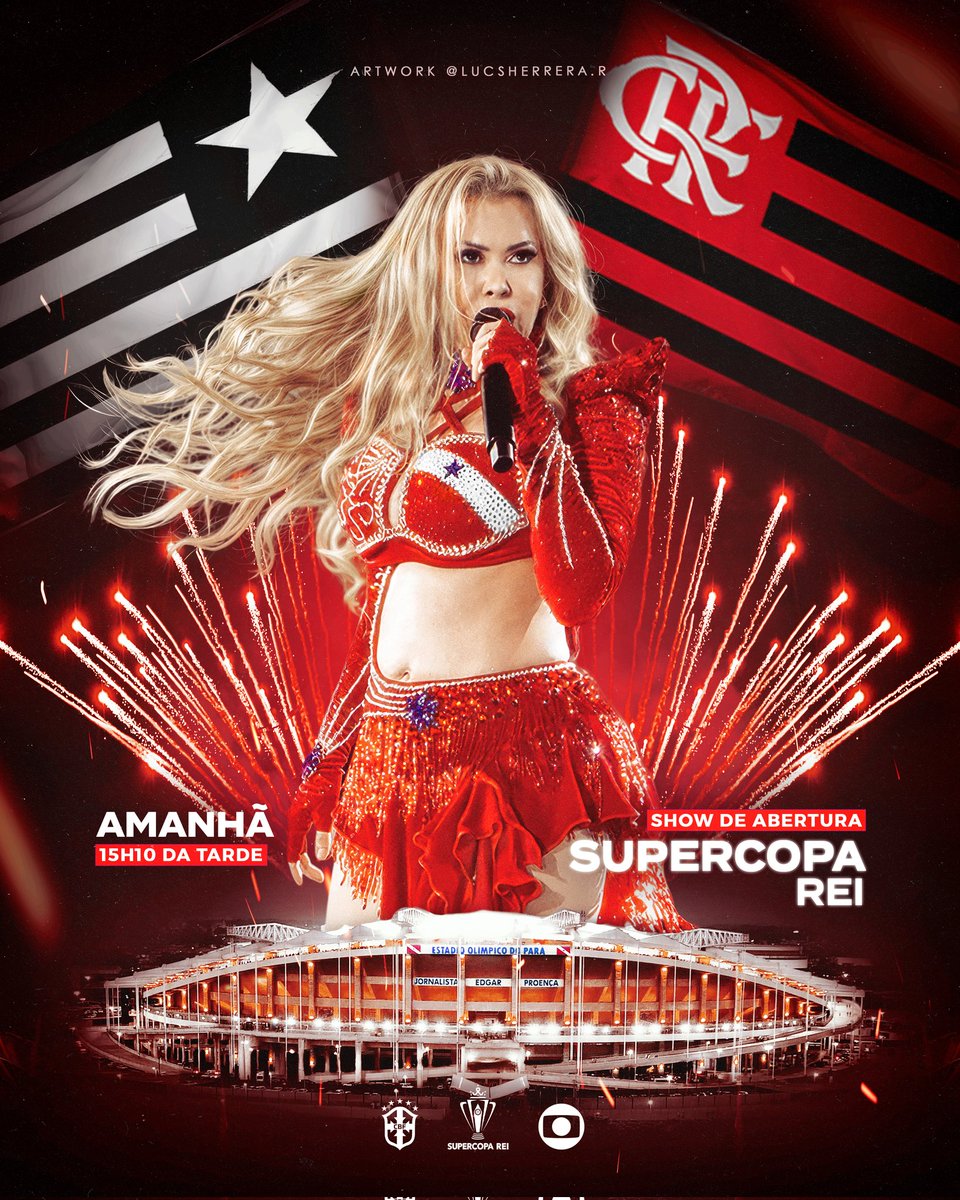 O Estádio do Mangueirão ficará pequeno amanhã para a nossa pequena notável do Pará. A partir das 15h10, na tela da Rede Globo, não perca o show de abertura da 'Supercopa Rei' com a Joelma! 🏟️🔥