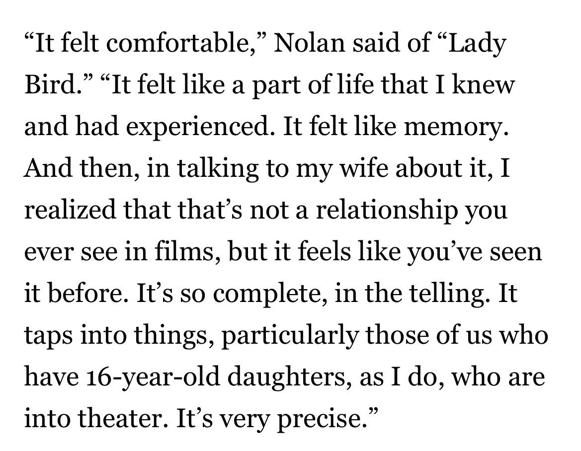 christopher nolan on greta gerwig’s lady bird