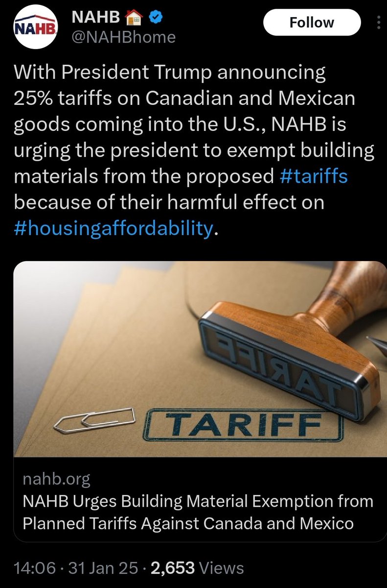 Pumpkanpie's tweet photo. @BoulderBabeC2 @CBCNews Enough for the NAHB to seek an exception ⬇️
#CanadianLumber
#CUSMA
#Tariffs https://t.co/6whKRrP3Tz