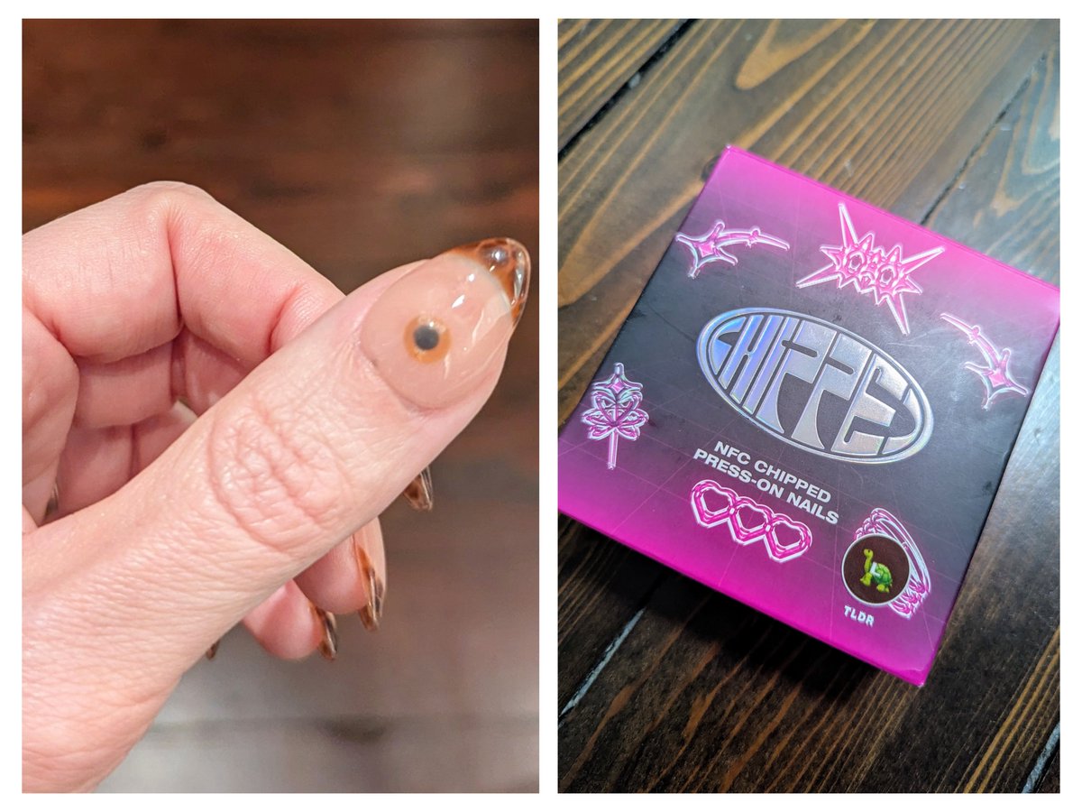 I've been wanting to try these <a href="/chippedsocial/">Chipped 💅</a> NFC nails ever since <a href="/winnyeth/">previous handle of winny</a> first shared the idea and they did not disappoint. I love her mission to make fashion-forward wearable tech. They were perfect for a week of networking and faster/easier than a manicure.