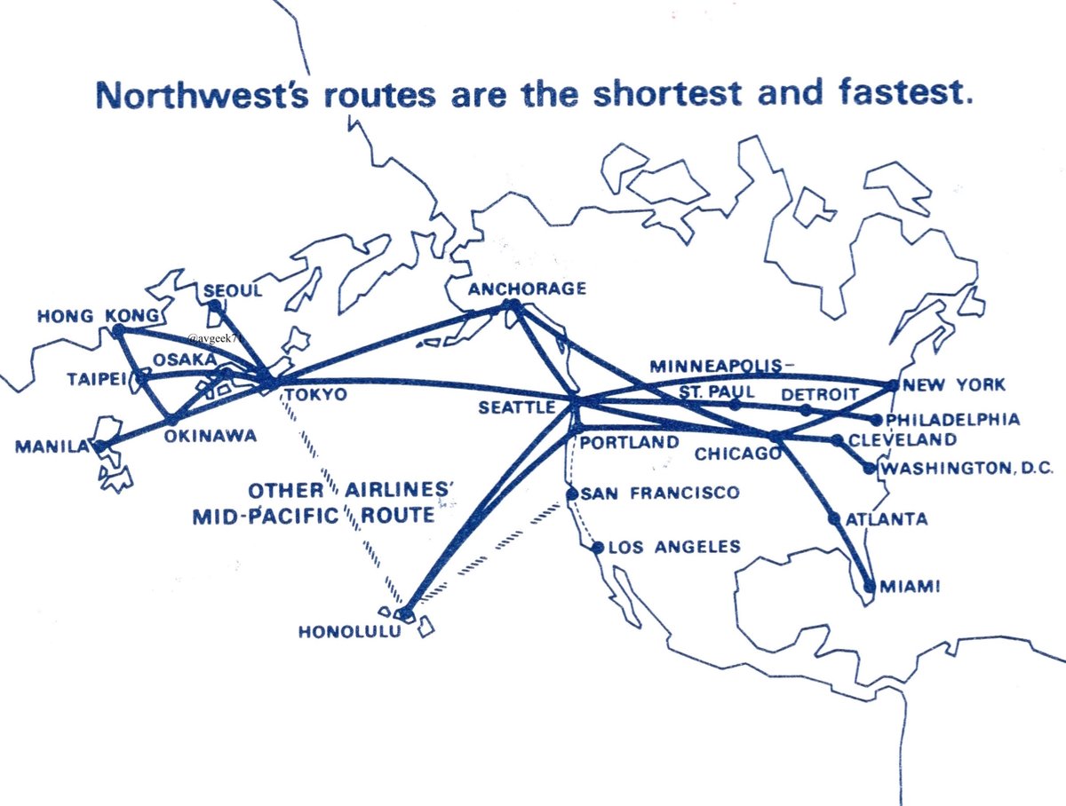 AvGeek71's tweet image. Two route maps for the same network! The February, 1967 Northwest Orient timetable featured all routes on one map, and its major nonstops on another. #avgeek #avgeeks #travel #NorthwestAirlines