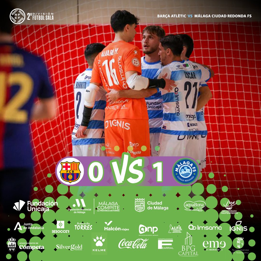 Málaga Ciudad Redonda FS (@malagafs) on Twitter photo ⏰ | Concluye el envite en la Ciudad Deportiva Joan Gamper. ¡TRES PUNTAZOOOS! 💪🏻✅
Barça Atlètic <a href="/FCBfutbolsala/">Barça Futbol Sala</a> 🔴 0-1 Málaga Ciudad Redonda FS 🔵
📺 rfef.es/es/noticias/si…
17ª Jornada 🏆
#SegundaDivisiónFS
#ListosParaIlusionar ⏰ | Concluye el envite en la Ciudad Deportiva Joan Gamper. ¡TRES PUNTAZOOOS! 💪🏻✅
Barça Atlètic <a href="/FCBfutbolsala/">Barça Futbol Sala</a> 🔴 0-1 Málaga Ciudad Redonda FS 🔵
📺 rfef.es/es/noticias/si…
17ª Jornada 🏆
#SegundaDivisiónFS
#ListosParaIlusionar