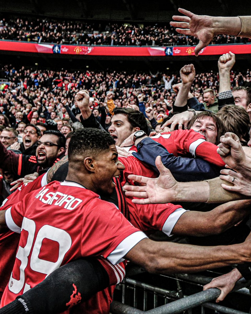 ESPNUK's tweet photo. This picture of Marcus Rashford celebrating with Man United fans in 2016 ❤️ https://t.co/TQgPYW0aIt