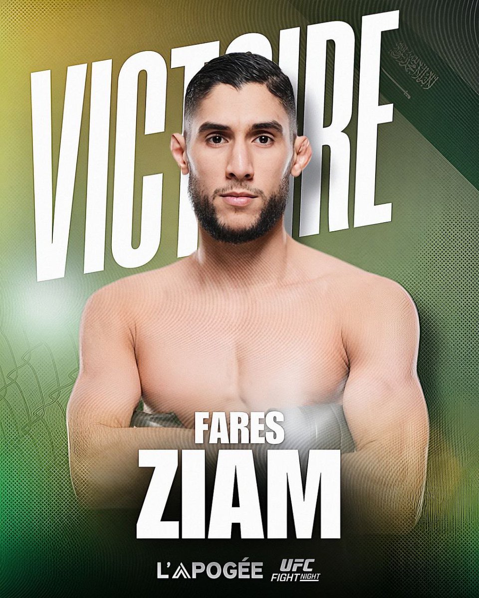 L’APOGÉE MMA (@lapogeemma) on Twitter photo Fares Ziam 🇫🇷 s’offre une victoire par décision unanime face à Mike Davis 🇺🇸 !! Quelle fight de Fares ! 💥
Cette soirée UFC commence très bien, félicitations <a href="/ZiamFares/">Ziam Fares MMA</a> 👏🏼
D’après vous, mérite-t-il d’intégrer le top 15 ?
#ufc #ufcfightnight #faresziam Fares Ziam 🇫🇷 s’offre une victoire par décision unanime face à Mike Davis 🇺🇸 !! Quelle fight de Fares ! 💥
Cette soirée UFC commence très bien, félicitations <a href="/ZiamFares/">Ziam Fares MMA</a> 👏🏼
D’après vous, mérite-t-il d’intégrer le top 15 ?
#ufc #ufcfightnight #faresziam
