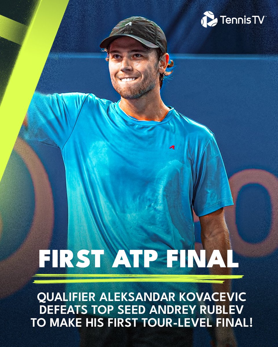 The dream week continues 💫

Kovacevic defeats Rublev 7-5 6-4 to make the Montpellier final!

<a href="/OpenOccitanie/">Open Occitanie</a>