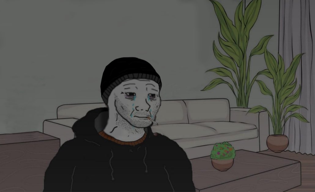 wojakcoineth's tweet image. “95% chance cycle has topped.” 
“I’m 70% in stables.” 
“Alt szn is never happening.”