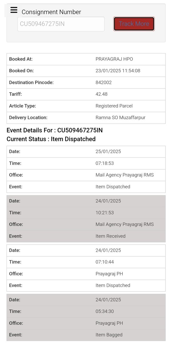 uct222's tweet photo. It is very unfortunate that books sent by speed post from Prayagraj on 23rd January have not been received by me even after 8 days. today's postal department which is full of modern technology. a matter of regret..
@IndiaPostOffice @IndiaPostOffice @pmgmuzaffarpur https://t.co/antTJhH0MA