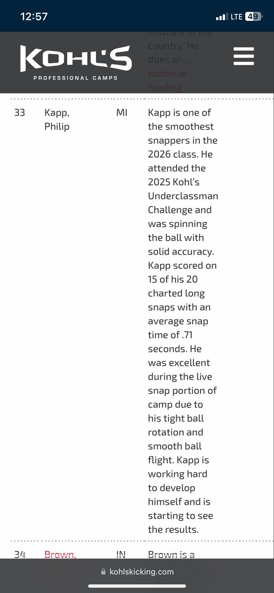 Philip Kapp (@philipkappsnaps) on Twitter photo Blessed and grateful to be ranked #33 in America and #1 in Michigan by Kohls Snapping after Underclassman Challenge. Thanks so much to <a href="/Coach_Casper/">Coach Casey Casper</a> for the review. Blessed and grateful to be ranked #33 in America and #1 in Michigan by Kohls Snapping after Underclassman Challenge. Thanks so much to <a href="/Coach_Casper/">Coach Casey Casper</a> for the review.
