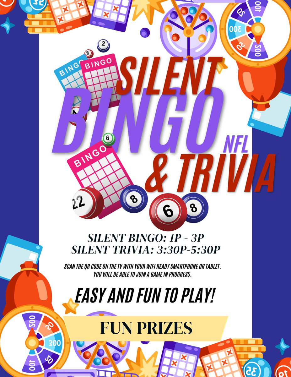 Twelve78BrewCo's tweet image. 🎉📢 Join Us for Silent Bingo &amp;amp; NFL Trivia at Twelve78 Brewing! 🍻🎶

#SilentBingo #NFLTrivia #Twelve78Brewing #PhoenixvillePA
