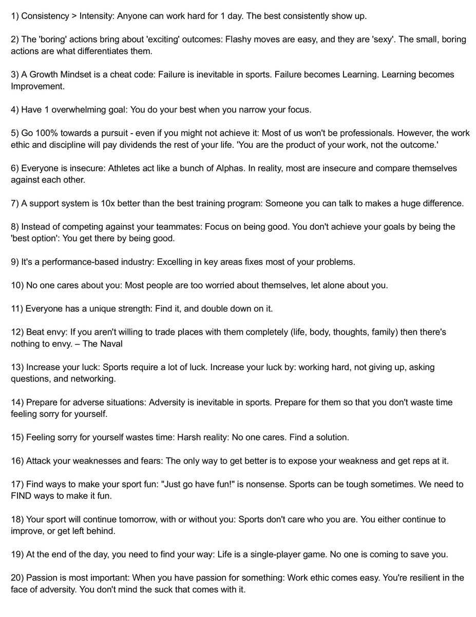 20 Lessons from the pro ball and becoming a coach to help many in all sports: