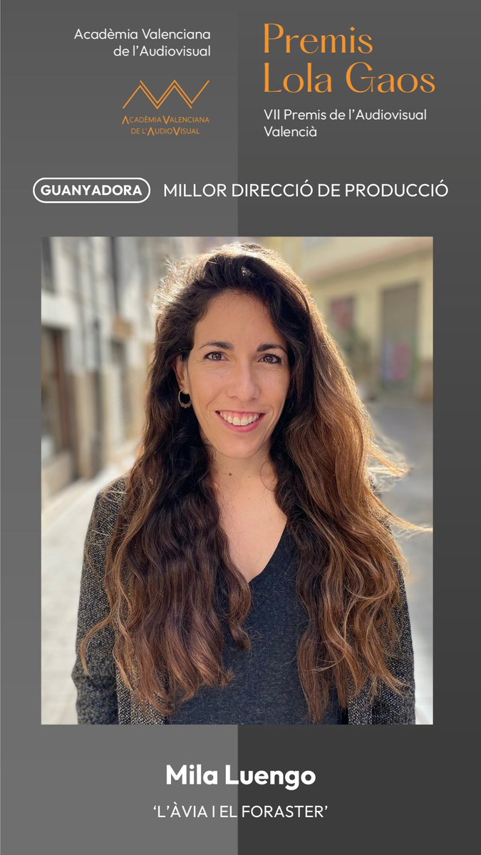 Acadèmia Valenciana Audiovisual (@avav_valencia) on Twitter photo <a href="/papale38/">Amparo Carrió Esteban</a> 🏆 🎬 MILLOR DIRECCIÓ DE PRODUCCIÓ #PremisLolaGaos2025
🔸 <a href="/milaluengo/">Mila Luengo</a> per 'L'àvia i el foraster' <a href="/papale38/">Amparo Carrió Esteban</a> 🏆 🎬 MILLOR DIRECCIÓ DE PRODUCCIÓ #PremisLolaGaos2025
🔸 <a href="/milaluengo/">Mila Luengo</a> per 'L'àvia i el foraster'