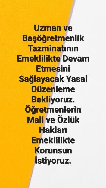 PAYLAŞALIM, GÜNDEMDE TUTALIM!
KARİYER TAZMİNATI EMEKLİLİKTE DE DEVAM ETMELİDİR!
HERKES BİR GÜN EMEKLİ OLACAK
ogretmensitemiz.com/ogretmenlik-me…