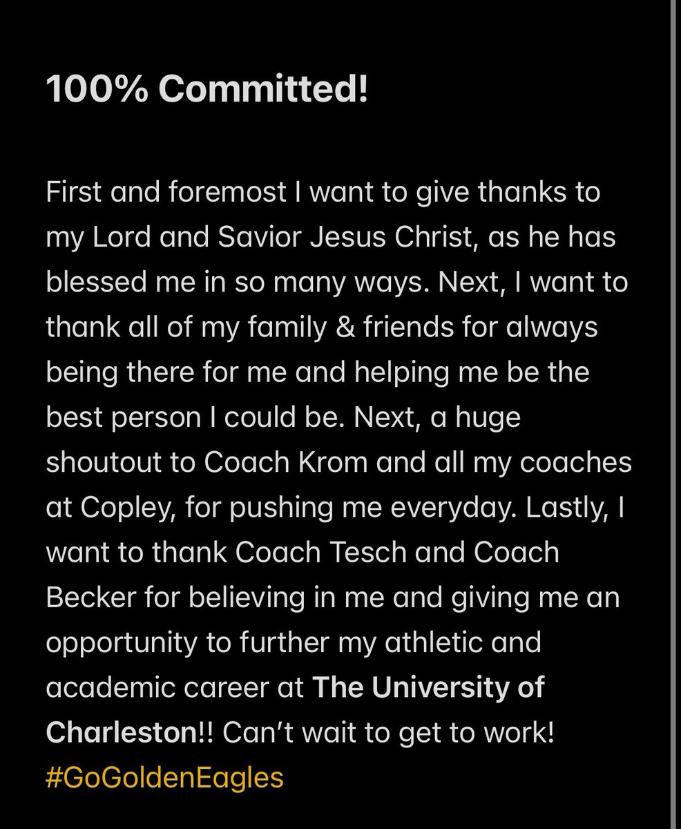 100% Committed!!
<a href="/CoachKrom12/">John Kromalic</a> <a href="/CopleyFootball/">Copley Football</a> <a href="/mcrook7858/">MICHAEL CROOK</a> <a href="/Ptay330/">⚡️Pyrce Taylor⚡️</a> <a href="/coachtesch/">Michael Tesch</a> <a href="/CoachHBecker/">Hunter Becker</a> <a href="/JaimarMansel/">Jaimar Mansel</a>